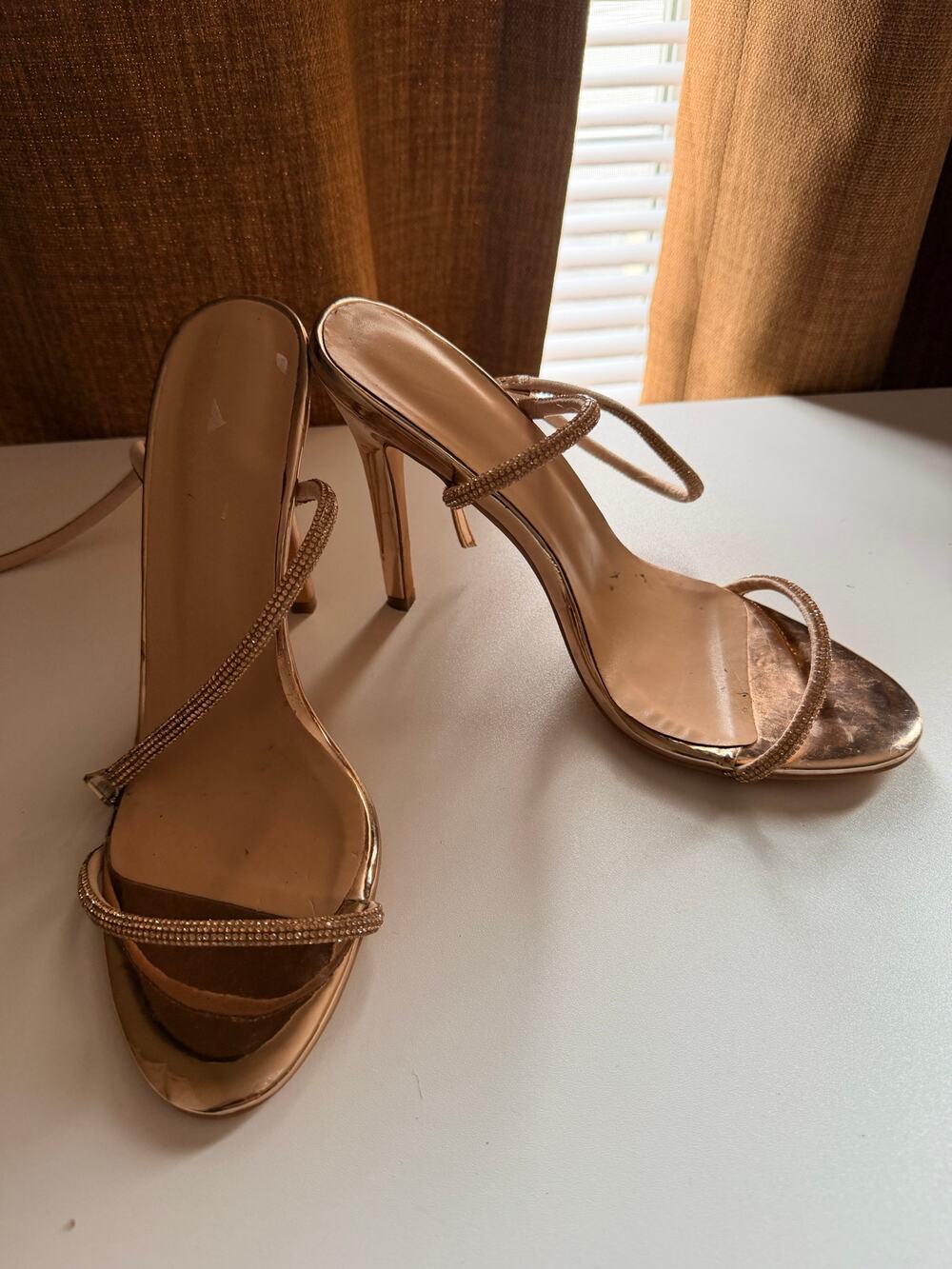 3 for $9 rose gold ankle wrap heels sandals 39 8